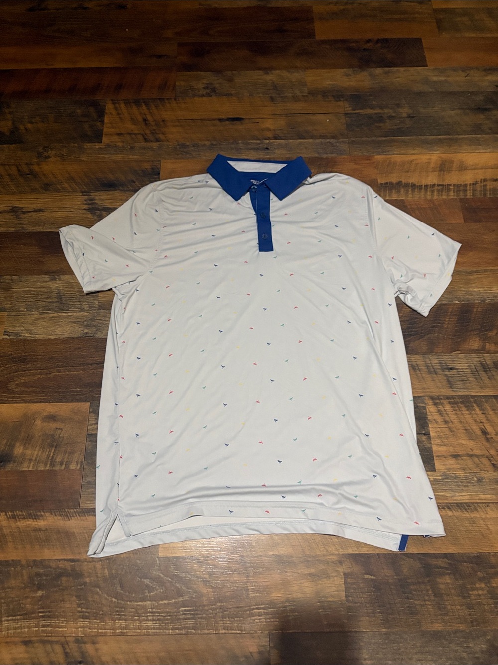 Graham Luxe Men’s Short Sleeve Golf Polo Shirt - Size XL - Blue White Dragonfly